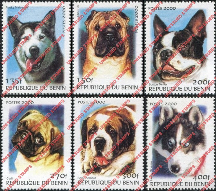 Benin 2000 Dogs Unissued Stamp Set