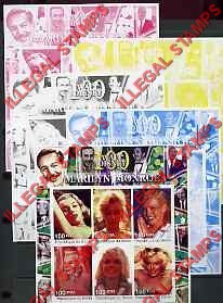 Benin 2002 Marilyn Monroe Walt Disney Illegal Stamp Souvenir Sheetlet of Six Color Proof Set