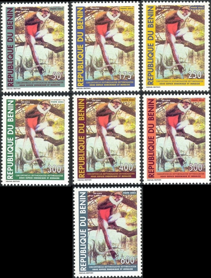 Benin 2003 Endangered Species - Red-bellied Monkey Stamp Set
