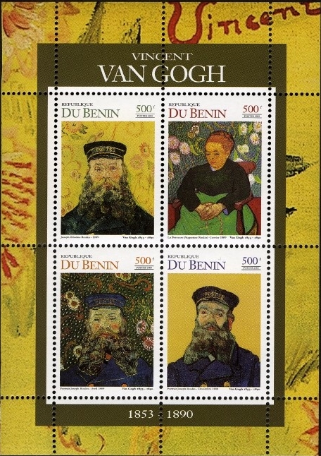 Benin 2003 150th Anniversary of Birth of Van Gogh Souvenir Sheet of 4