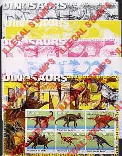 Benin 2003 Dinosaurs Illegal Stamp Sheetlet of Six Color Proof Set