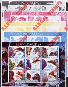 Benin 2003 Dinosaurs Illegal Stamp Sheetlet of Nine Color Proof Set