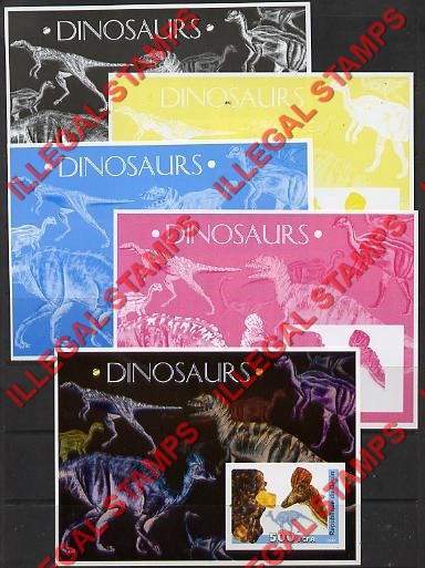 Benin 2003 Dinosaurs Illegal Stamp Souvenir Sheet Color Proof Set