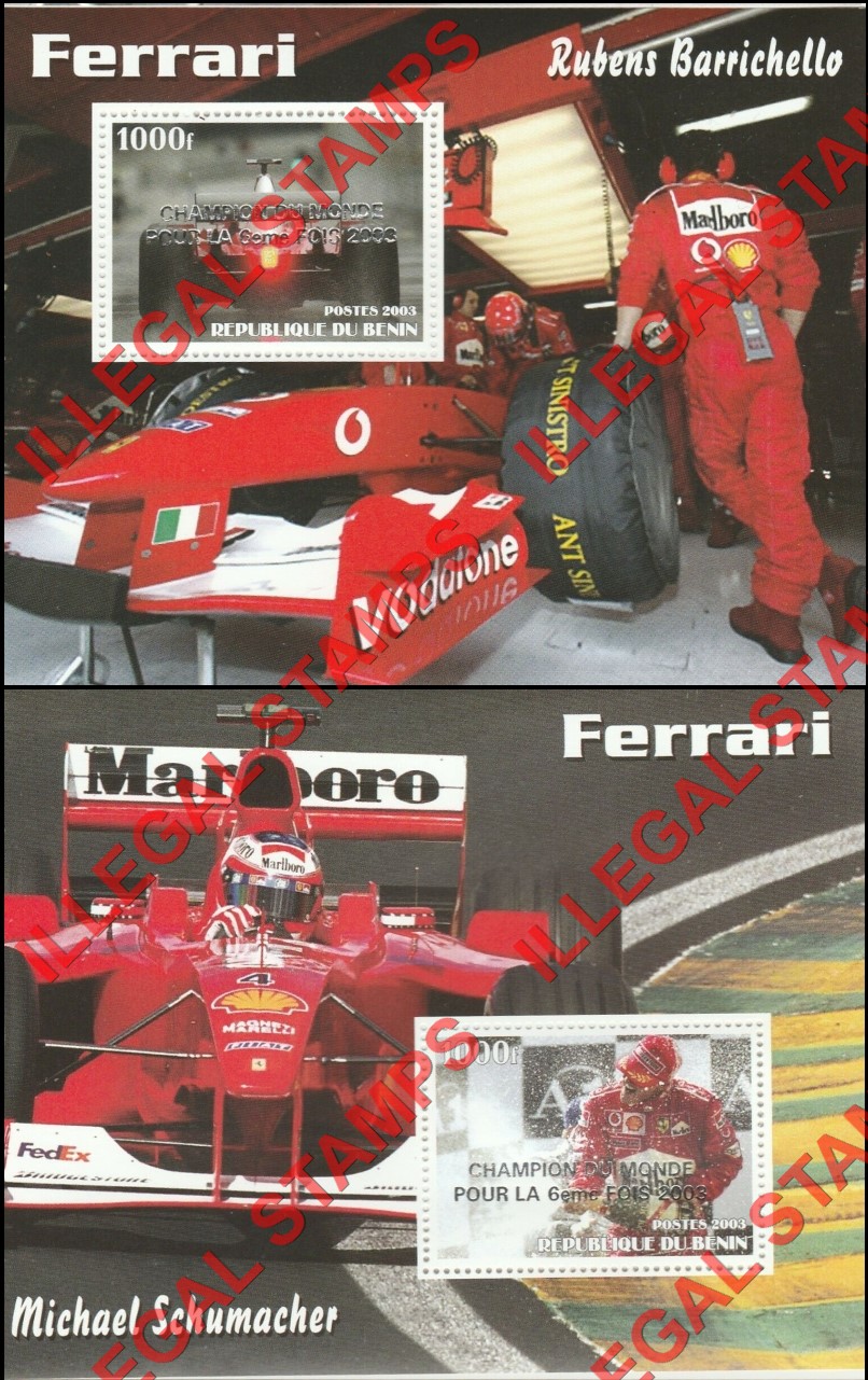 Benin 2003 Ferrari Michael Schumacher Overprinted Illegal Stamps (Part 1)