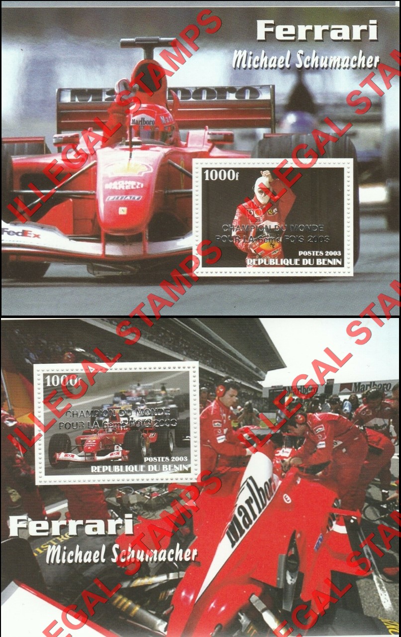 Benin 2003 Ferrari Michael Schumacher Overprinted Illegal Stamps (Part 2)