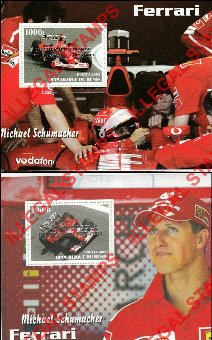 Benin 2003 Ferrari Michael Schumacher Overprinted Illegal Stamps (Part 3)