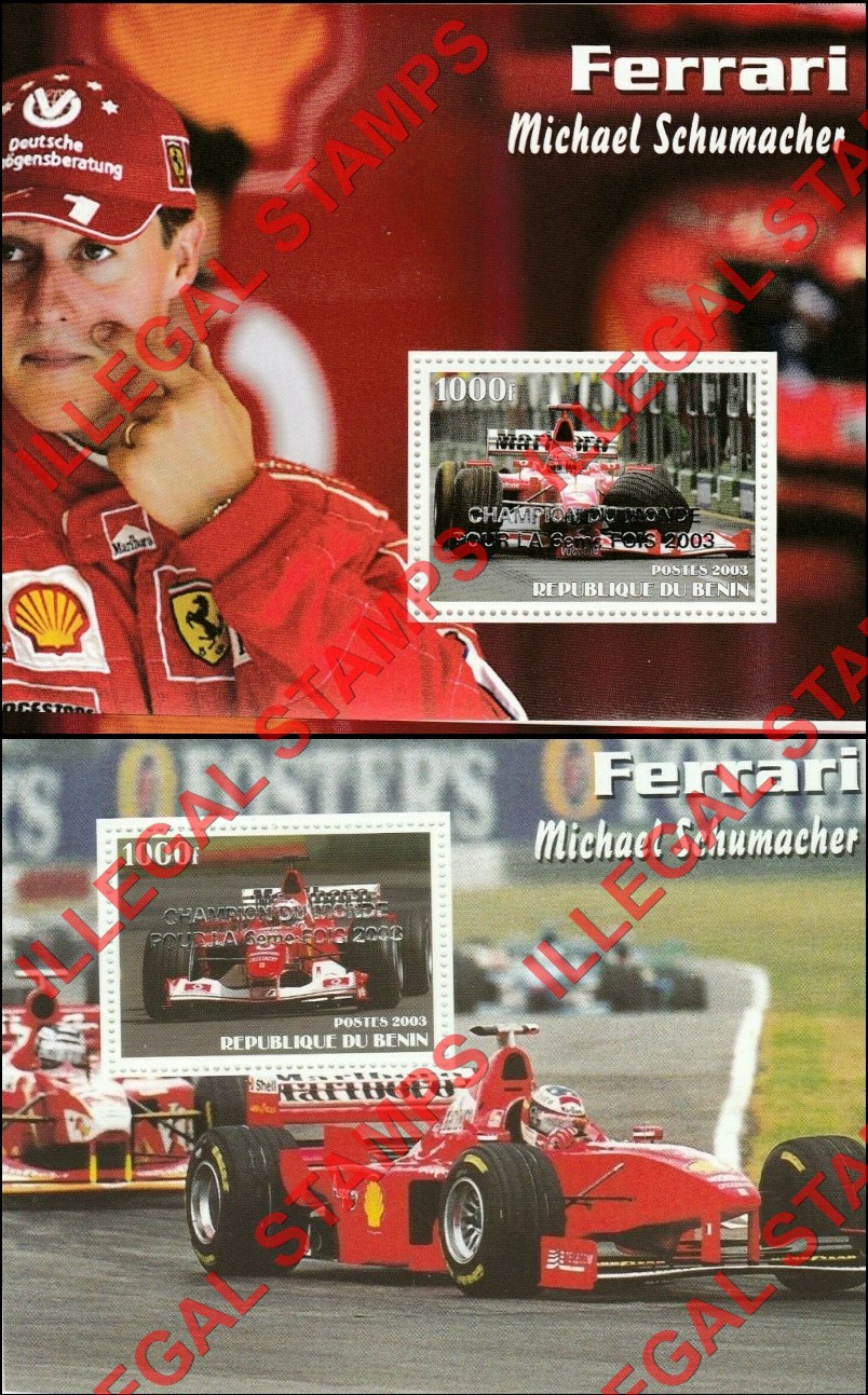 Benin 2003 Ferrari Michael Schumacher Overprinted Illegal Stamps (Part 4)