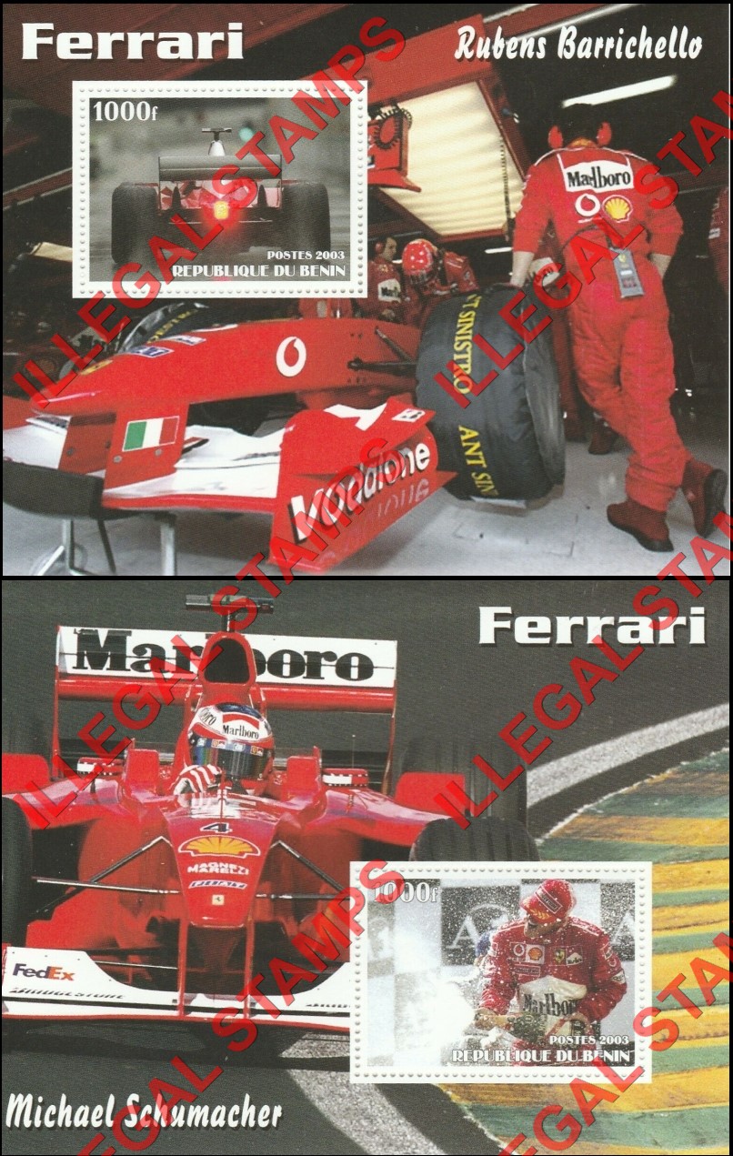 Benin 2003 Ferrari Michael Schumacher Illegal Stamps (Part 1)
