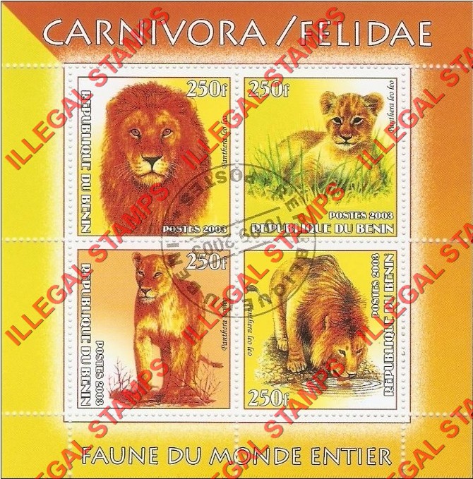 Benin 2003 Lions Carnivora Felidae Illegal Stamps