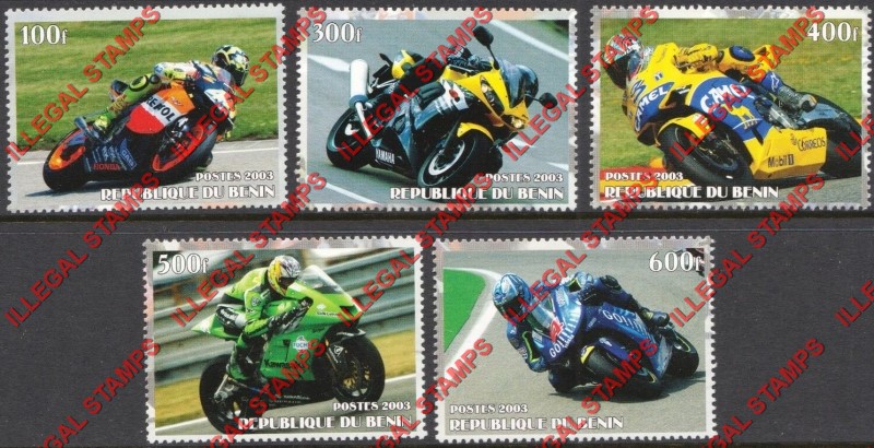 Benin 2003 Motorcycles Counterfeit Illegal Stamps