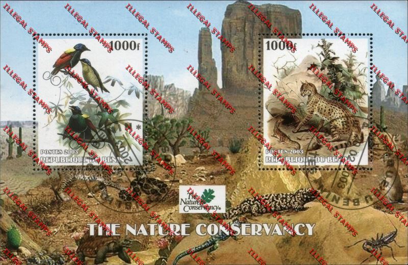 Benin 2003 Animals and Birds Nature Conservancy Illegal Stamp Souvenir Sheet