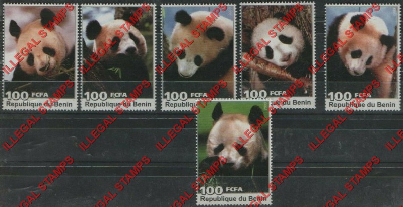 Benin 2003 Pandas Counterfeit Illegal Stamp Set of 6