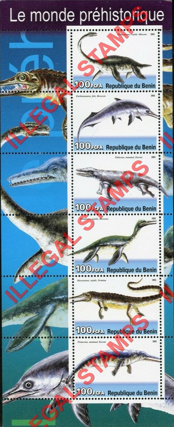 Benin 2003 Prehistoric World Aquatic Animals Illegal Stamps