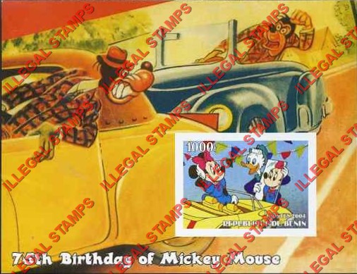 Benin 2004 Disney Mickey Mouse Minnie in Car Illegal Stamp Souvenir Sheet of 1