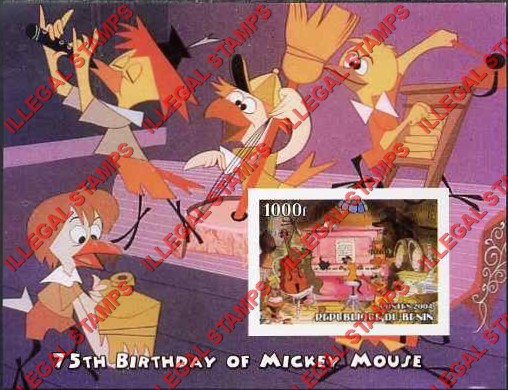 Benin 2004 Disney Mickey Mouse Tweety Bird Jazz Band Illegal Stamp Souvenir Sheet of 1