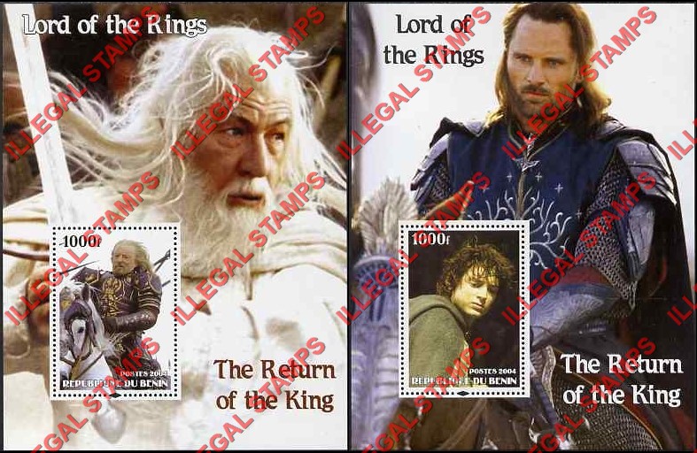 Benin 2004 Lord of the Rings Illegal Stamp Souvenir Sheets of 1