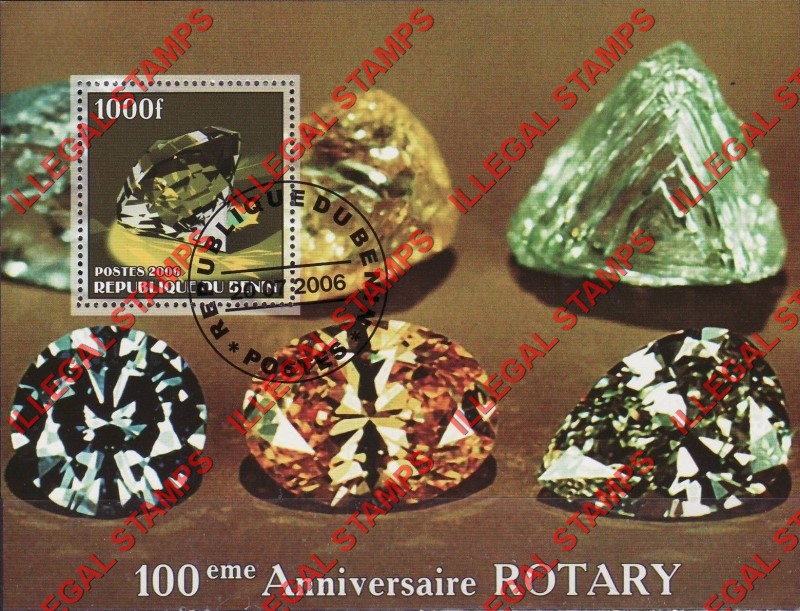 Benin 2006 Rotary Gems Illegal Stamp Souvenir Sheet of 1
