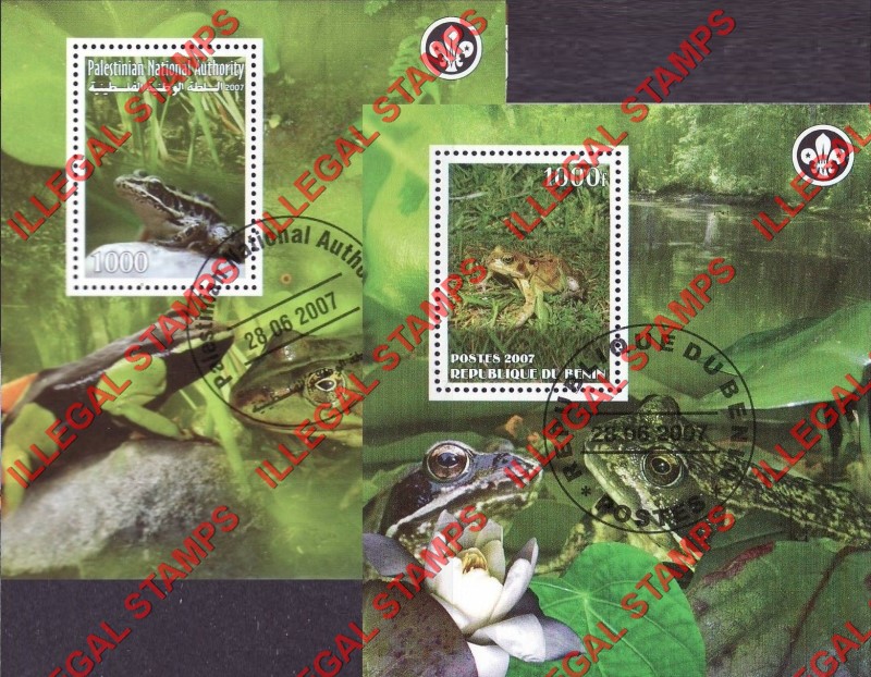 Benin 2007 Frogs and Toads Illegal Stamp Souvenir Sheets of 1