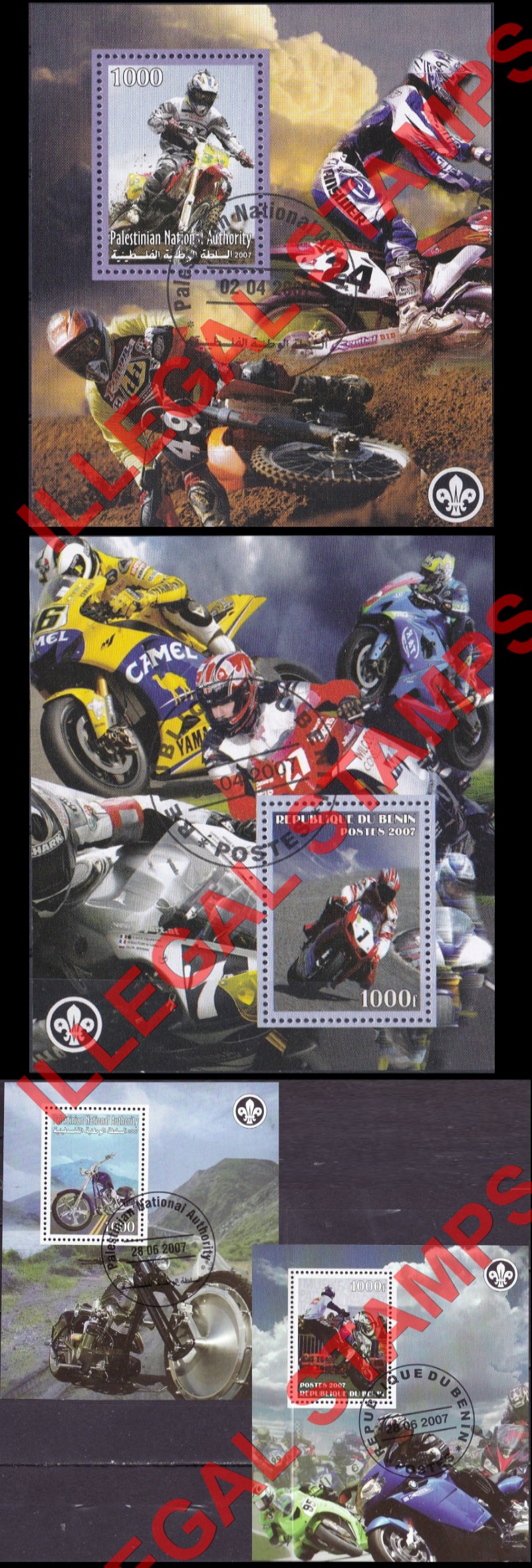 Benin 2007 Motorcycles Illegal Stamp Souvenir Sheets of 1