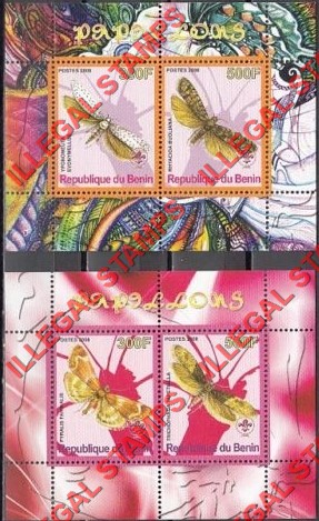 Benin 2008 Butterflies Illegal Stamp Souvenir Sheets of 2