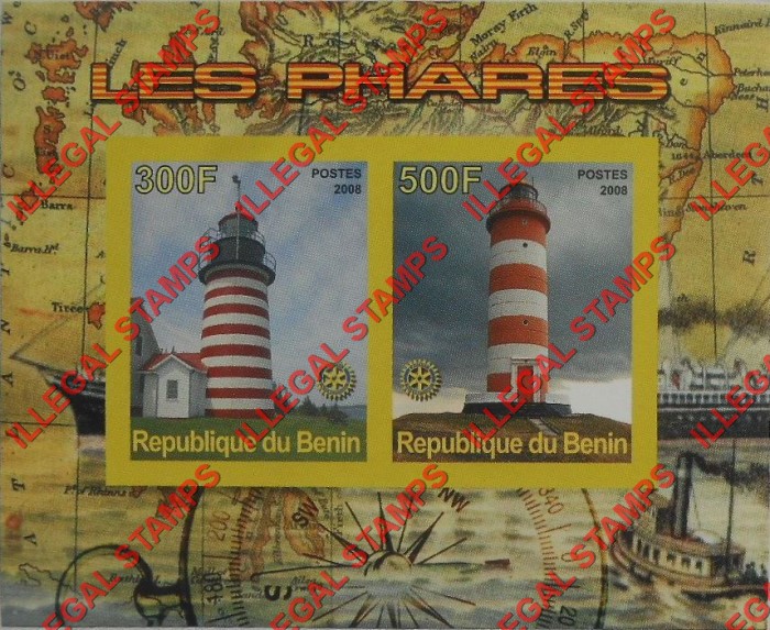 Benin 2008 Lighthouses Illegal Stamp Souvenir Sheet of 2