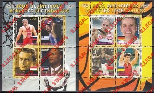 Benin 2008 Olympic Games Athletes Illegal Stamp Souvenir Sheets of 4