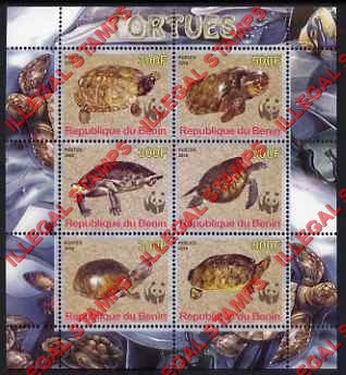 Benin 2008 Turtles Illegal Stamp Souvenir Sheet of 6