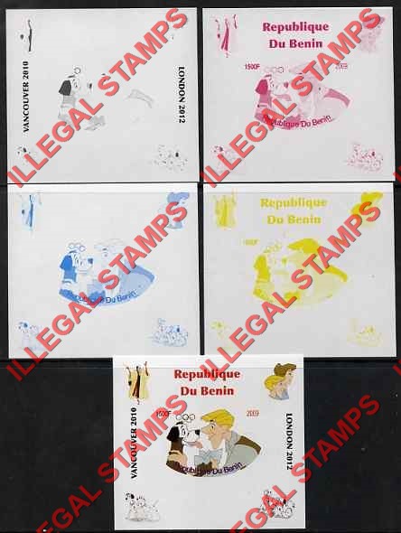 Benin 2009 Dalmations Illegal Stamp Deluxe Souvenir Sheet Fake Color Proofs
