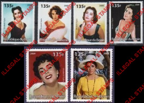 Benin 2009 Famous People Elizabeth Taylor Counterfeit Illegal Stamps