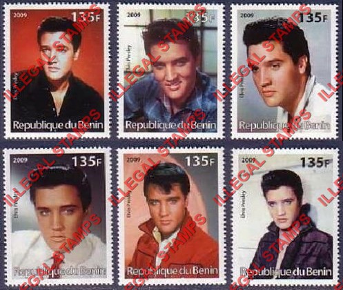 Benin 2009 Famous People Elvis Presley Counterfeit Illegal Stamps