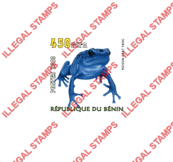 Benin 2010 Frogs Poison Dart Frog Illegal Stamp Deluxe Proof Sheet of 1