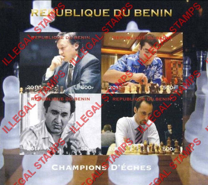Benin 2011 Chess Illegal Stamp Souvenir Sheet of 4