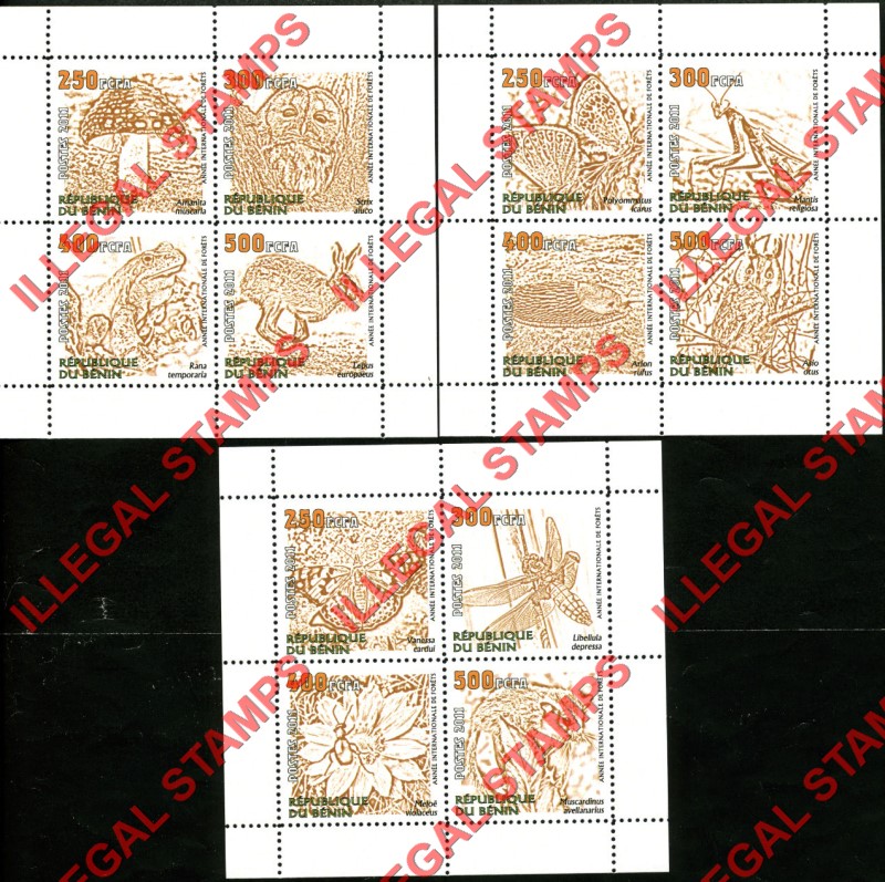 Benin 2011 Year of Forests Illegal Stamp Souvenir Sheets of 4