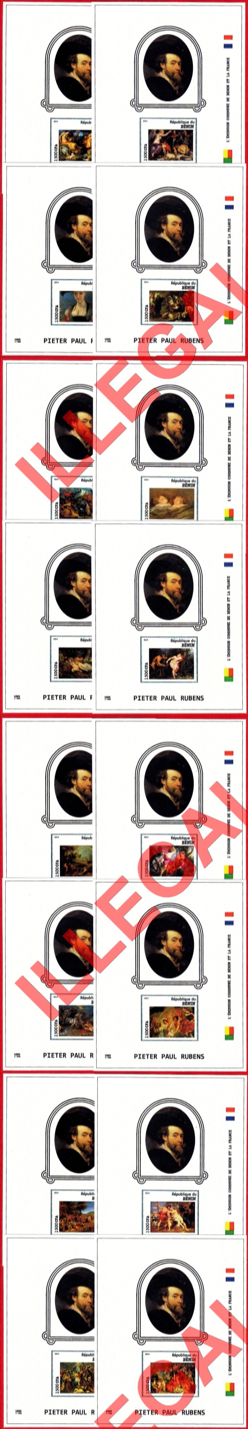 Benin 2014 Art Rubens Paintings Illegal Stamp Deluxe Souvenir Sheets of 1