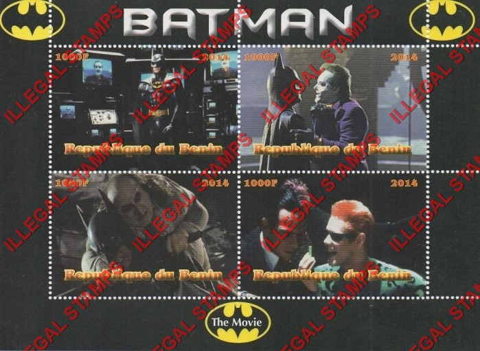 Benin 2014 Batman Illegal Stamp Souvenir Sheet of 4