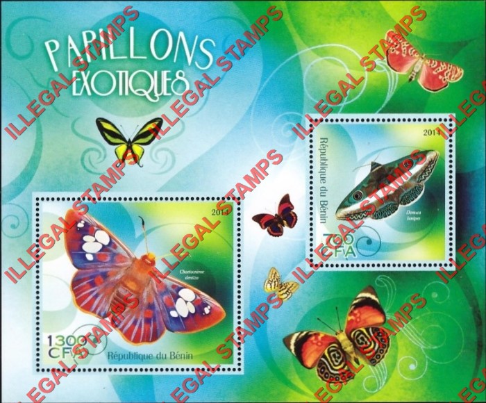 Benin 2014 Butterflies Illegal Stamp Souvenir Sheet of 2