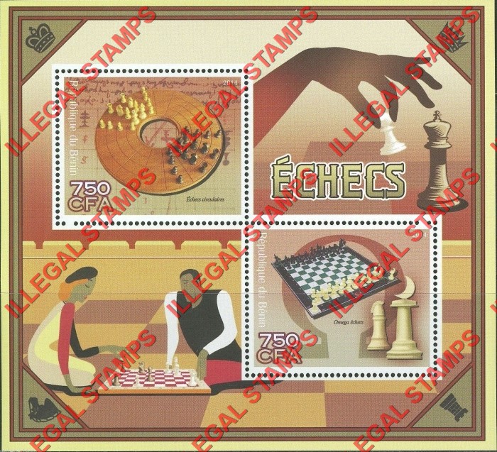 Benin 2014 Chess Illegal Stamp Souvenir Sheet of 2