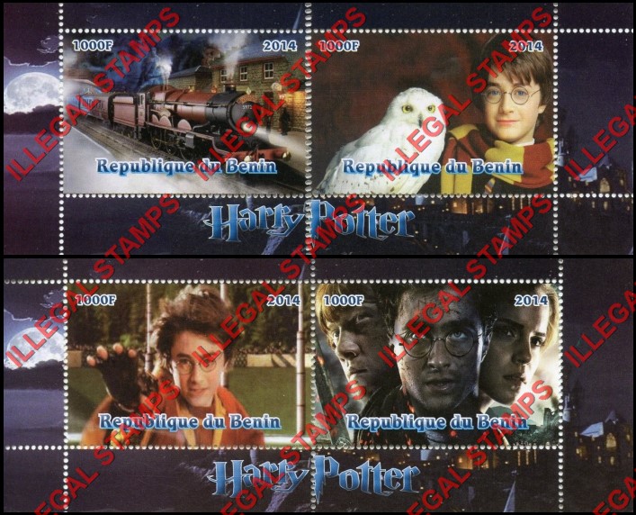 Benin 2014 Harry Potter Illegal Stamp Souvenir Sheets of 2