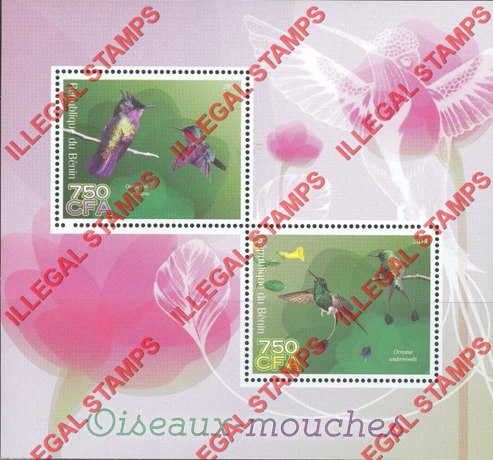Benin 2014 Hummingbirds Illegal Stamp Souvenir Sheet of 2