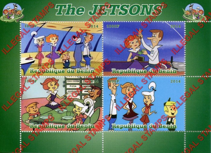 Benin 2014 The Jetsons Illegal Stamp Souvenir Sheet of 4