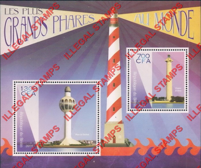 Benin 2014 Lighthouses Illegal Stamp Souvenir Sheet of 2