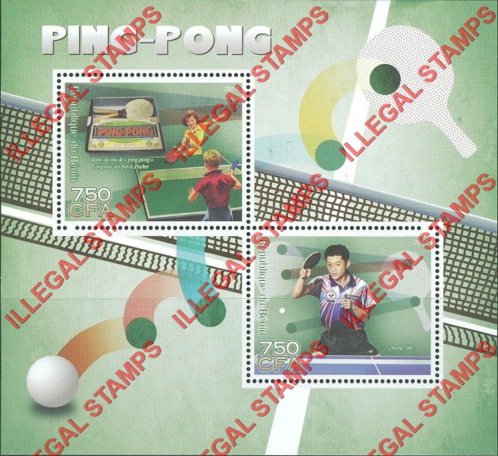 Benin 2014 Ping-Pong Illegal Stamp Souvenir Sheet of 2