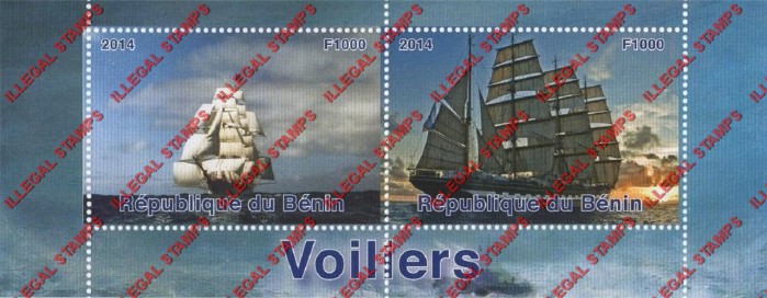 Benin 2014 Ships Illegal Stamp Souvenir Sheet of 2