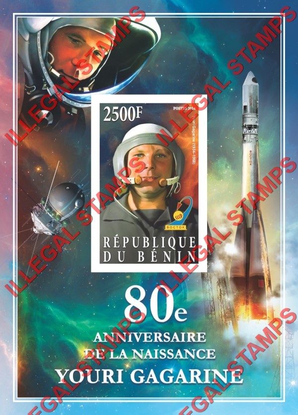 Benin 2014 Space Youri Gagarine Illegal Stamp Souvenir Sheet of 1