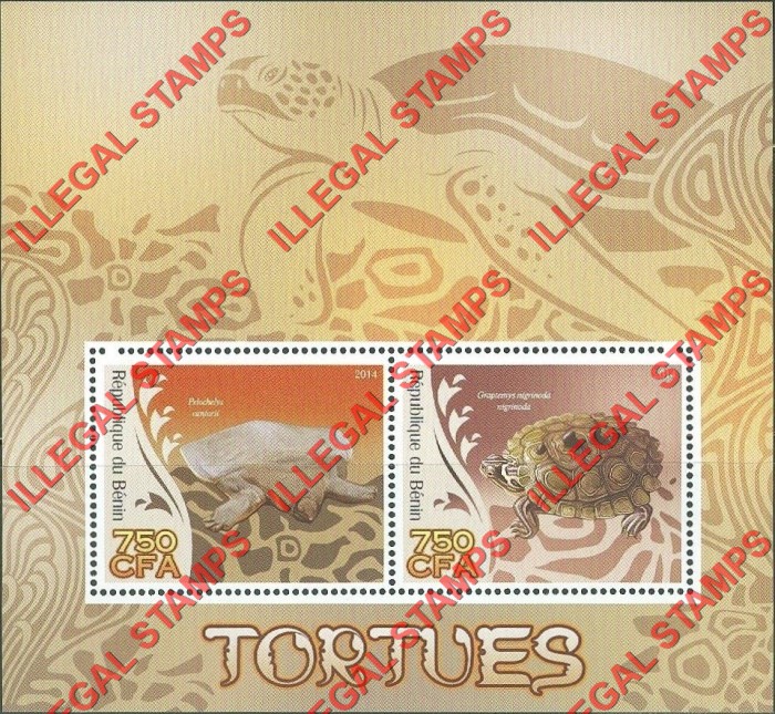 Benin 2014 Turtles Illegal Stamp Souvenir Sheet of 2