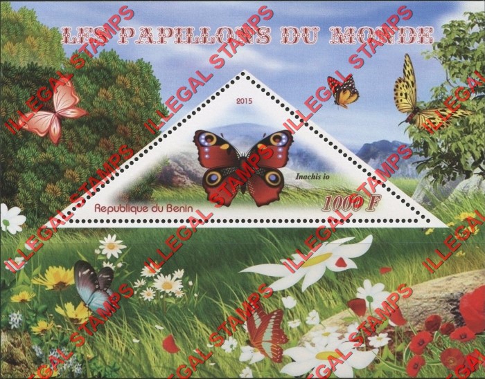 Benin 2015 Butterflies Illegal Stamp Souvenir Sheet of 1