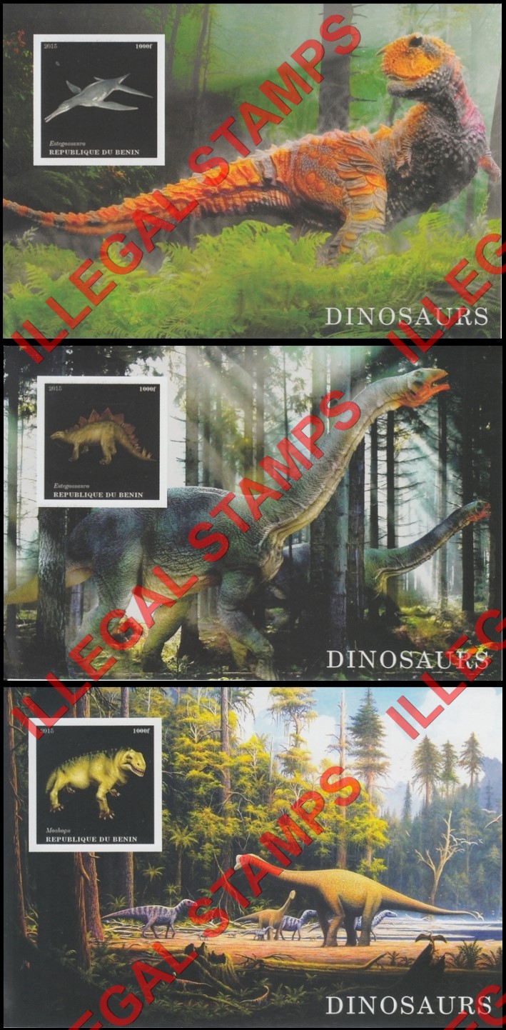 Benin 2015 Dinosaurs Illegal Stamp Souvenir Sheet of 1 (Type 3 Part 2)