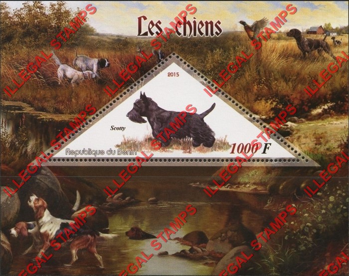 Benin 2015 Dogs Illegal Stamp Souvenir Sheet of 1