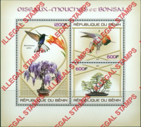 Benin 2015 Hummingbirds and Bonzai Tree Illegal Stamp Souvenir Sheet of 3