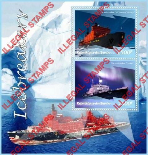 Benin 2015 Icebreakers Illegal Stamp Souvenir Sheet of 2